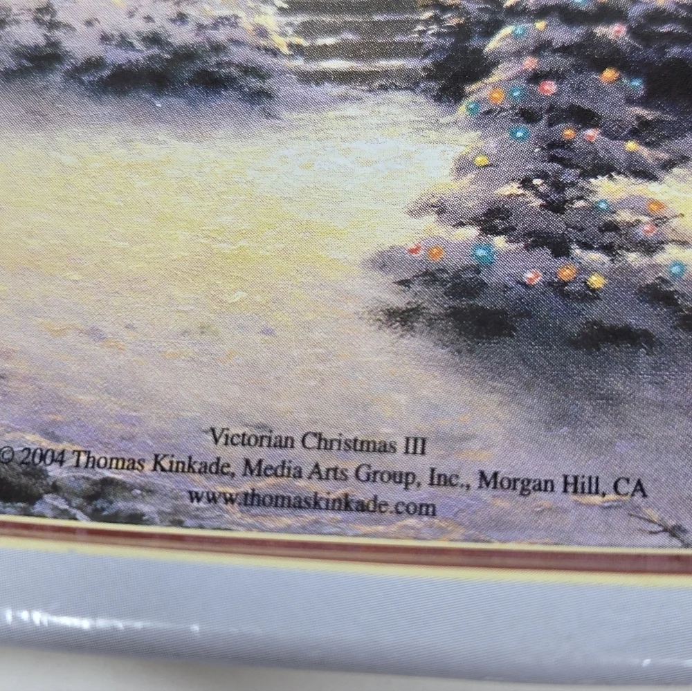 VINTAGE THOMAS KINKADE SMALL METAL TRAYS SET OF 3 VICTORIAN CHRISTMAS III 2004